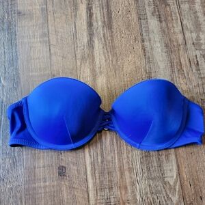 Victoria's Secret Royal Blue Push Up Strapless Bandeau Bikini Top